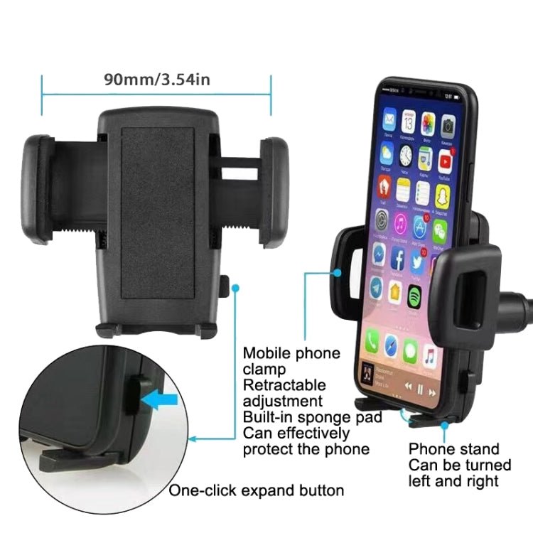 Car Rearview Mirror Hose Bracket Mobile Phone Clip Universal Navigation Bracket, H59+C38 - ORIWHIZ