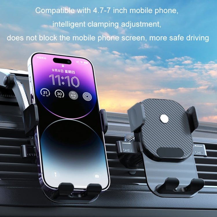 Car Suction Cup Dashboard Automatic Lock Mobile Phone Holder, Glossy Telescopic Base, Glossy Waterfall Base, Brushed Telescopic Base, Brushed Waterfall Base, Black Air Outlet, Orange Air Outlet, Black Telescopic, Orange Telescopic, Black Waterfall�����... - ORIWHIZ