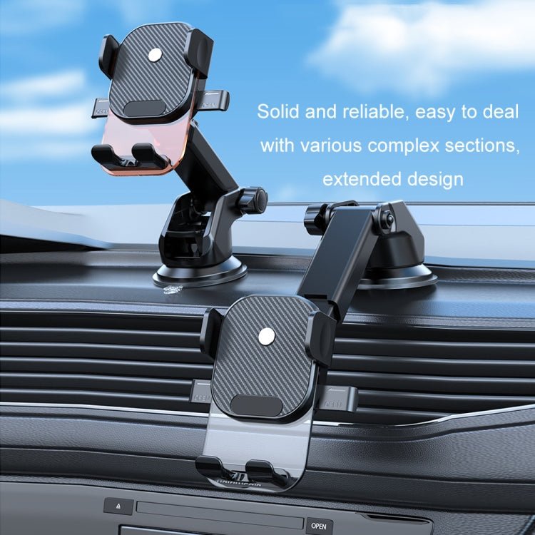 Car Suction Cup Dashboard Automatic Lock Mobile Phone Holder, Glossy Telescopic Base, Glossy Waterfall Base, Brushed Telescopic Base, Brushed Waterfall Base, Black Air Outlet, Orange Air Outlet, Black Telescopic, Orange Telescopic, Black Waterfall�����... - ORIWHIZ