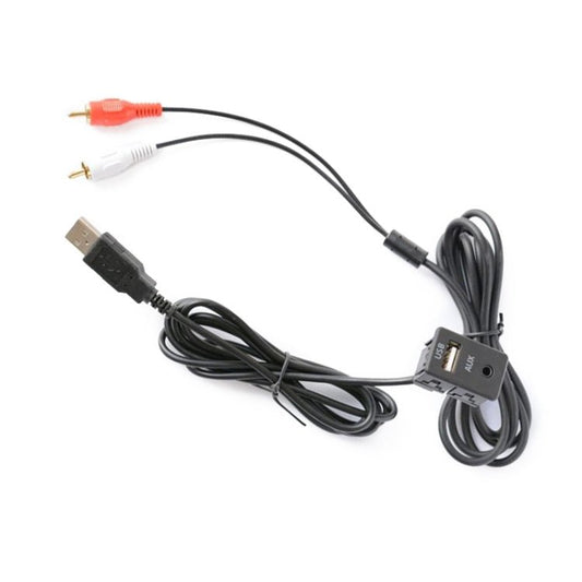 Car Universal Modified USB AUX Extension Cable USB+2RCA Lotus Male Switch Holder for Alpine / Pioneer, USB AUX Extension Cable - ORIWHIZCar Replacement PartsDIY CablesIn Car