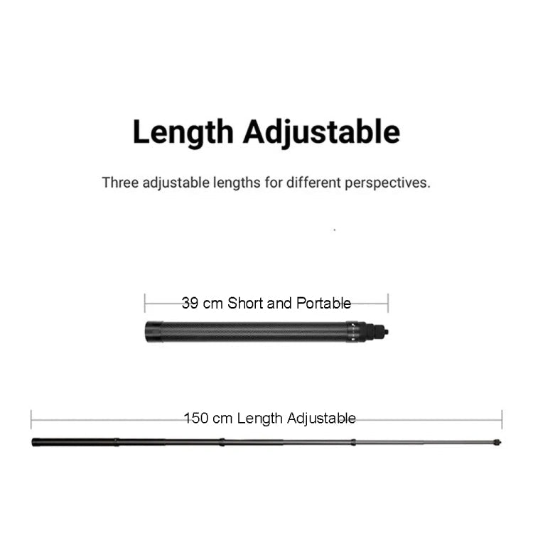Carbon Fiber Extended Monopod Invisible Selfie Stick For Insta360 / DJI Action / GoPro / Xiao Yi Sports Camera, 1.5m, 3m, 5m - ORIWHIZDJI & Insta360 AccessoriesExtendable PoleUniversal Grip Tripod