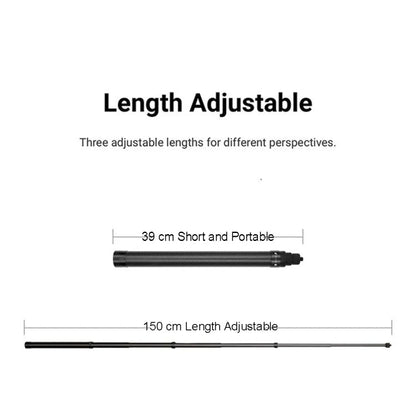 Carbon Fiber Extended Monopod Invisible Selfie Stick For Insta360 / DJI Action / GoPro / Xiao Yi Sports Camera, 1.5m, 3m, 5m - ORIWHIZDJI & Insta360 AccessoriesExtendable PoleUniversal Grip Tripod