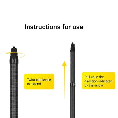 Carbon Fiber Extended Monopod Invisible Selfie Stick For Insta360 / DJI Action / GoPro / Xiao Yi Sports Camera, 1.5m, 3m, 5m - ORIWHIZDJI & Insta360 AccessoriesExtendable PoleUniversal Grip Tripod