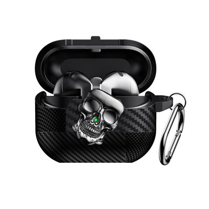 Carbon Fiber Pattern Skull Lock Bluetooth Earphone Protective Case, For Samsung Galaxy Buds3 Pro - ORIWHIZ