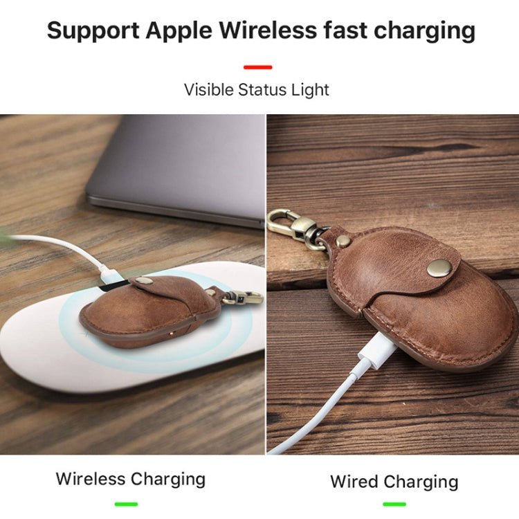 CF1109 For Galaxy Buds Crazy Horse Texture Clamshell Earphone Protective Leather Case with Hook, For Galaxy Buds - ORIWHIZ