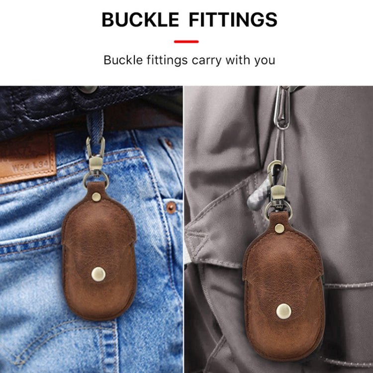 CF1109 For Galaxy Buds Crazy Horse Texture Clamshell Earphone Protective Leather Case with Hook, For Galaxy Buds - ORIWHIZ