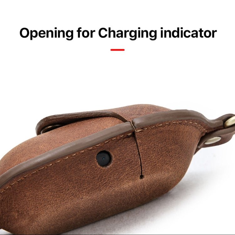 CF1109 For Galaxy Buds Crazy Horse Texture Clamshell Earphone Protective Leather Case with Hook, For Galaxy Buds - ORIWHIZ