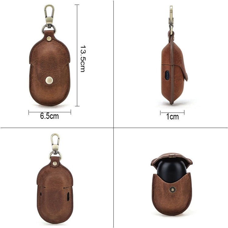 CF1109 For Galaxy Buds Crazy Horse Texture Clamshell Earphone Protective Leather Case with Hook, For Galaxy Buds - ORIWHIZ