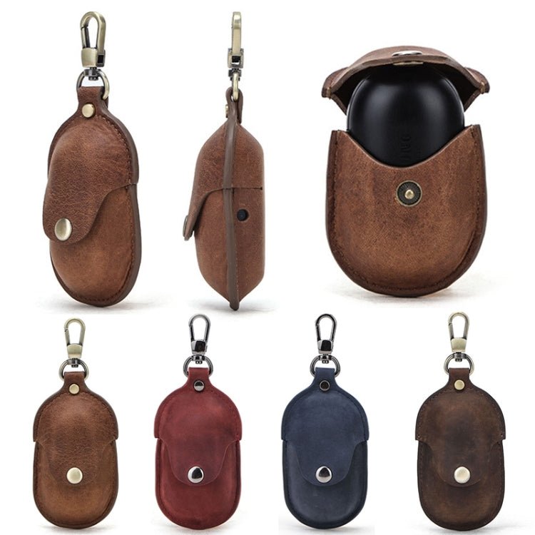 CF1109 For Galaxy Buds Crazy Horse Texture Clamshell Earphone Protective Leather Case with Hook, For Galaxy Buds - ORIWHIZ