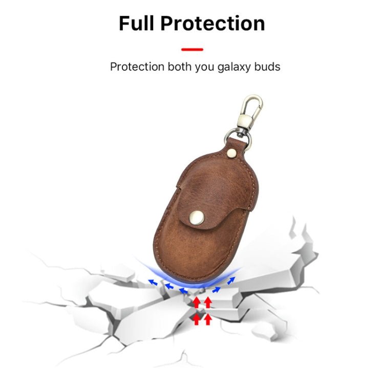 CF1109 For Galaxy Buds Crazy Horse Texture Clamshell Earphone Protective Leather Case with Hook, For Galaxy Buds - ORIWHIZ