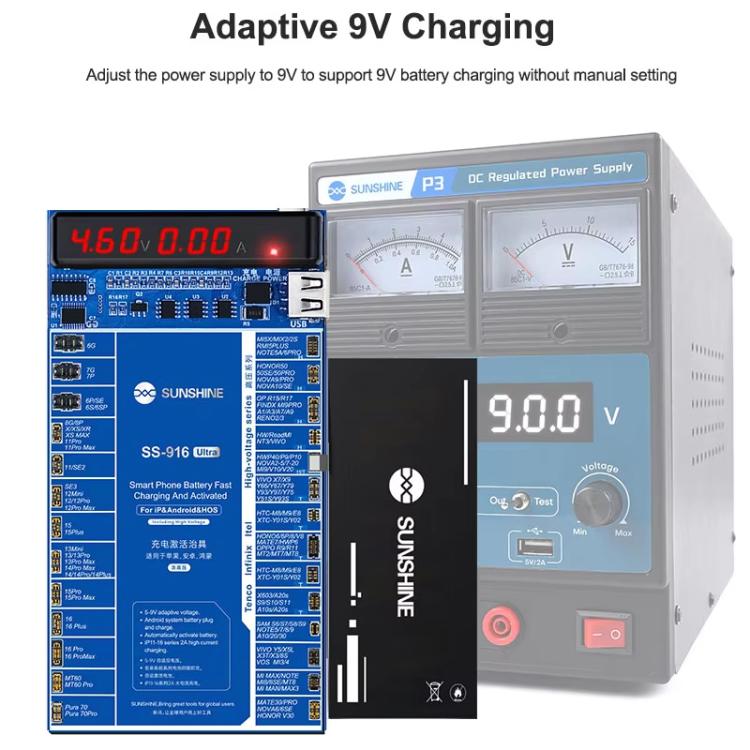 Charging Activation Fixture 5 - 9V Adaptive Voltage Support iPhone 16 Series and Android Models, SUNSHINE SS - 916 Ultra - ORIWHIZ