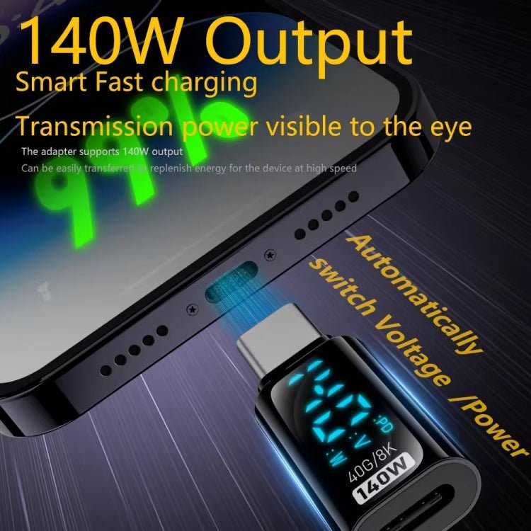 Charging Adapter with Digital Display, 8 Pin Male to Type - C Female 35W, Type - C Male to 8 Pin Female 35W, Type - C Male to Type - C Female 140W - ORIWHIZ
