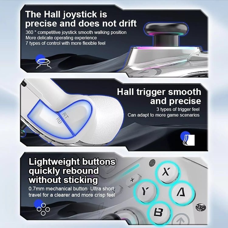 CM - 619 Bluetooth Game Controller Programmable with RGB Lights for Switch / Steam Deck / PC / IOS / Android, 619 Black, 619 White - ORIWHIZNintendo AccessoriesNintendo Accessories GamepadsToys & Hobbies