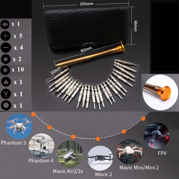 CQT Drone Repair Screwdriver Set For DJI Mavic3 / Mini / Mini 2 / Air2 / Air2S / FPV / Phantom3 / 4 / Mini3 / 4Pro, 25 - In - 1 - ORIWHIZCQTDJI & Insta360 AccessoriesTools