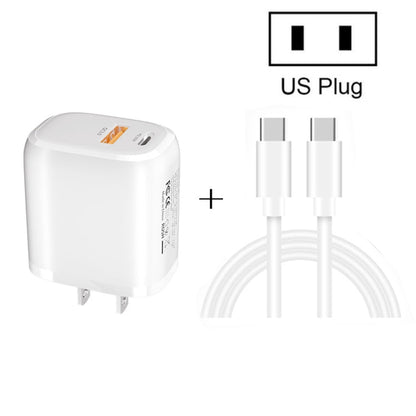 CS - 20W Mini Portable PD3.0 + QC3.0 Dual Ports Fast Charger with 3A Type - C to Type - C Data Cable, Charger + Type - C to Type - C Cable - ORIWHIZ