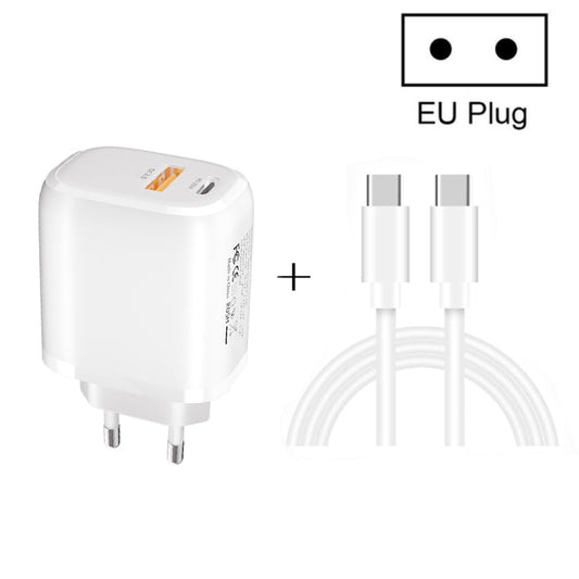 CS - 20W Mini Portable PD3.0 + QC3.0 Dual Ports Fast Charger with 3A Type - C to Type - C Data Cable, Charger + Type - C to Type - C Cable - ORIWHIZ