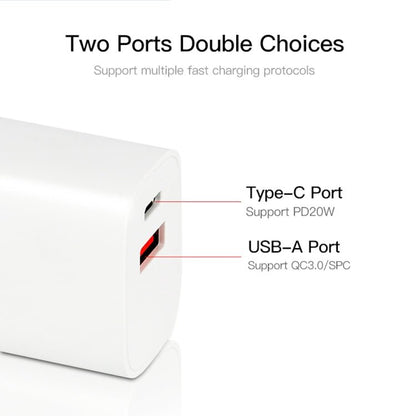 CS - 20W Mini Portable PD3.0 + QC3.0 Dual Ports Fast Charger with 3A Type - C to Type - C Data Cable, Charger + Type - C to Type - C Cable - ORIWHIZ