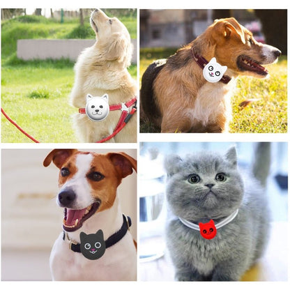 Cute Cartoon Pet Collar Anti - lost Tracker Silicone Case For AirTag, Serious Face, Naughty Smiley, Hanhan Smile - ORIWHIZ