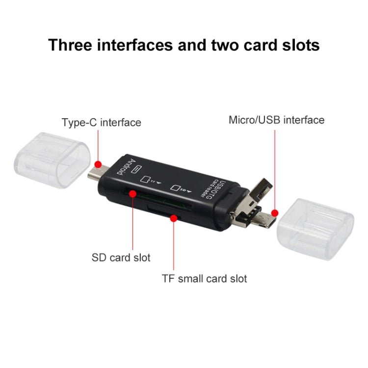 D - 178 5 In 1 Type - C / USB - C Multi - function Card Reader, D - 178(Black), D - 178(White) - ORIWHIZ