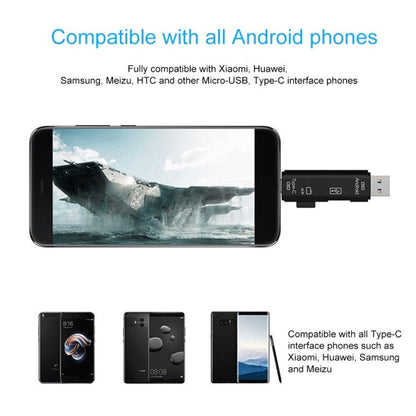 D - 188 3 in 1 TF & USB to Micro USB & Type - C Card Reader OTG Adapter Connector - ORIWHIZ