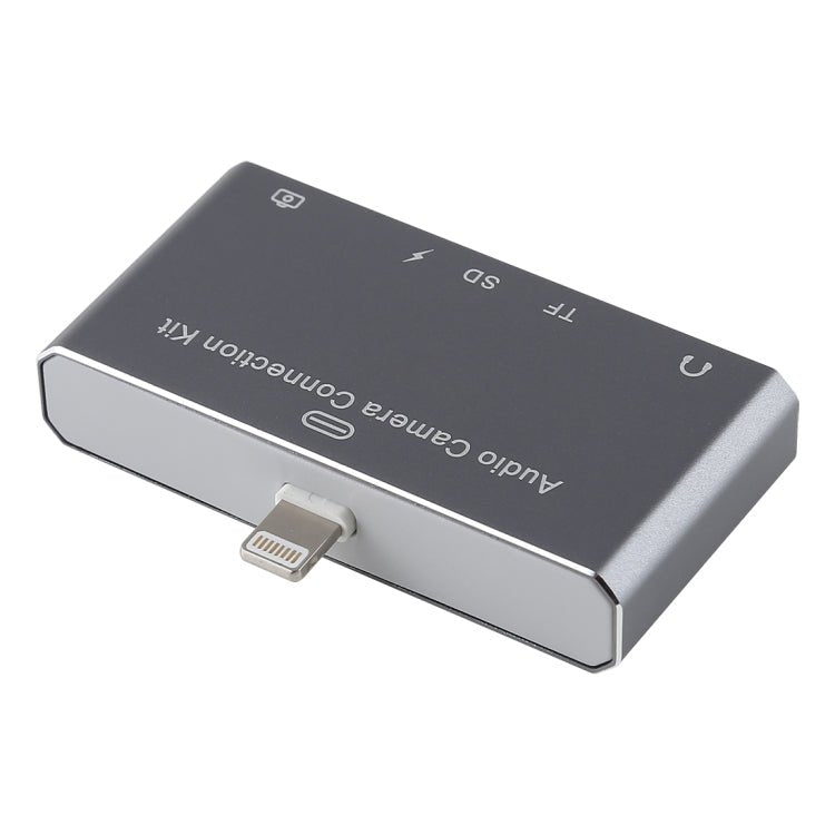D - 198 5 in 1 8 Pin to USB HUB +USB - C / Type - C + 3.5mm Earphone + SD + TF Card Reader for MacBook, PC, Laptop, Smart Phones - ORIWHIZ