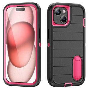 Defender Gen2 Rugged PC + Silicone Phone Case with Holder, For iPhone 15 - ORIWHIZ