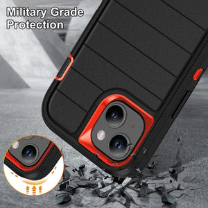 Defender Gen2 Rugged PC + Silicone Phone Case with Holder, For iPhone 15 Plus - ORIWHIZ