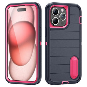 Defender Gen2 Rugged PC + Silicone Phone Case with Holder, For iPhone 15 Pro - ORIWHIZ