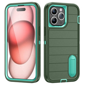 Defender Gen2 Rugged PC + Silicone Phone Case with Holder, For iPhone 15 Pro Max - ORIWHIZ