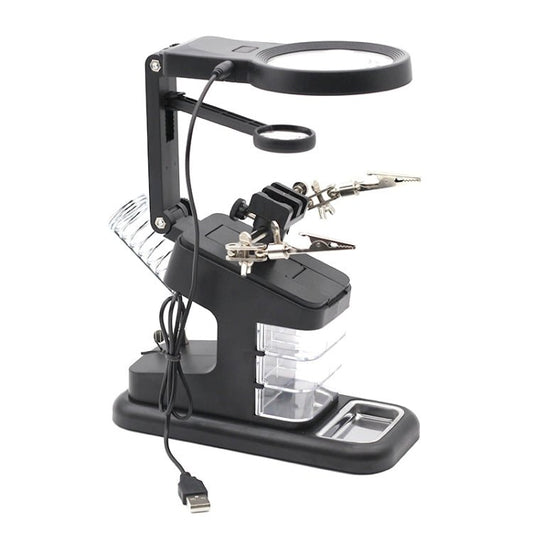 Desktop Multifunctional Chip Welding Repair Inspection Magnifying Glass with LED Light, 3 - 45X Black, 3 - 45X White - ORIWHIZ