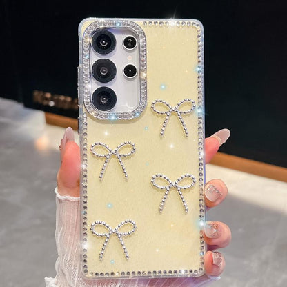 Diamond Glitter Bow - knot Four - Corner Shockproof Phone Case, For Samsung Galaxy S23 Ultra 5G - ORIWHIZGalaxy S23 Ultra 5GGalaxy S23 Ultra 5G CasesSamsung Accessories