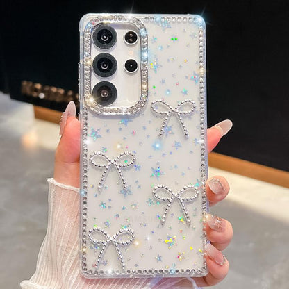 Diamond Glitter Bow - knot Four - Corner Shockproof Phone Case, For Samsung Galaxy S23 Ultra 5G - ORIWHIZGalaxy S23 Ultra 5GGalaxy S23 Ultra 5G CasesSamsung Accessories