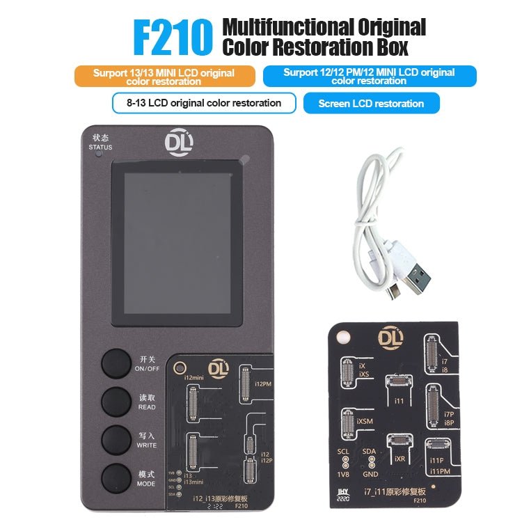صندوق استعادة اللون الأصلي متعدد الوظائف DL F210 لأجهزة iPhone 8 - 13، اللون الأصلي - ORIWHIZ