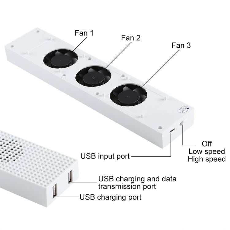 DOBE Game Console Cooling Fans with Dual USB Ports & Low/High Speed Switch for XBOX One S Console, For XBOX One S - ORIWHIZDOBEMicroSoft AccessoriesMicroSoft Accessories Charger & Power