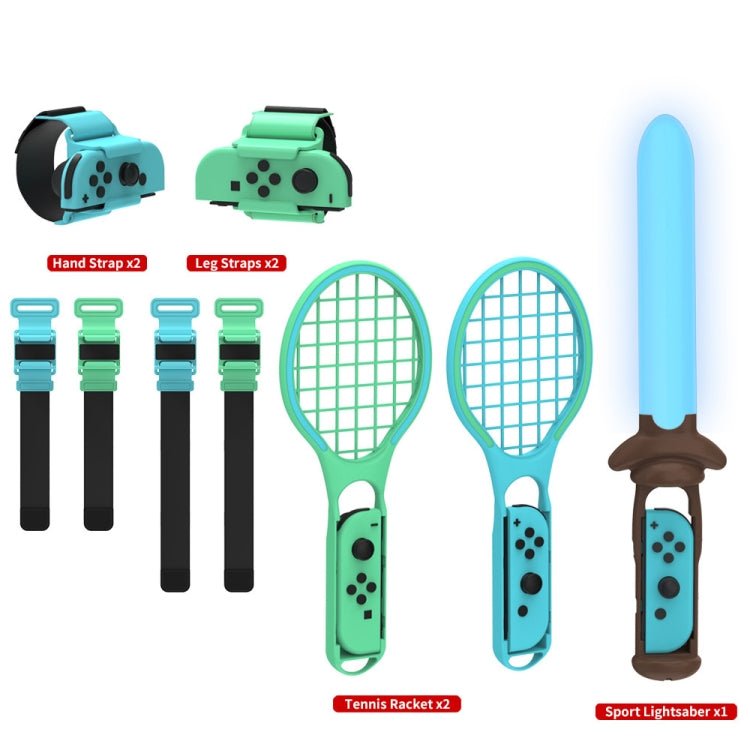 DOBE TNS - 2123 Sports Lightsaber + Leg Strap + Tennis Racket + Wrist Strap 7 In 1 Sports Set For Nintendo Switch, DOBE 7 In 1 - ORIWHIZDOBENintendo AccessoriesNintendo Accessories Gamepads