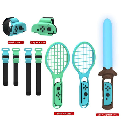 DOBE TNS - 2123 Sports Lightsaber + Leg Strap + Tennis Racket + Wrist Strap 7 In 1 Sports Set For Nintendo Switch, DOBE 7 In 1 - ORIWHIZDOBENintendo AccessoriesNintendo Accessories Gamepads