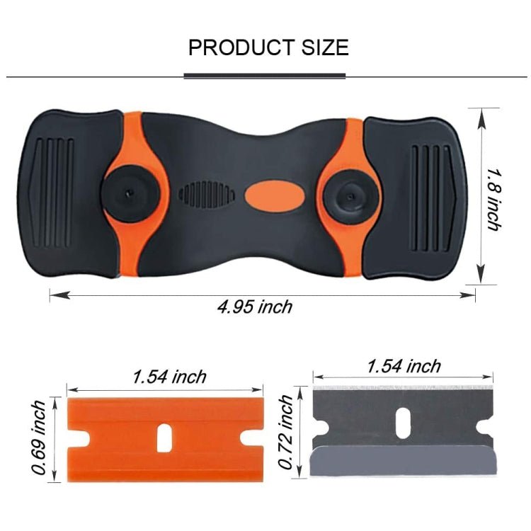 Double Headed Scraper Blade Glue Squeegee Remover Cleaner Tool, Double Headed (Orange), Double Headed (Blue), Double Headed (Yellow) - ORIWHIZ