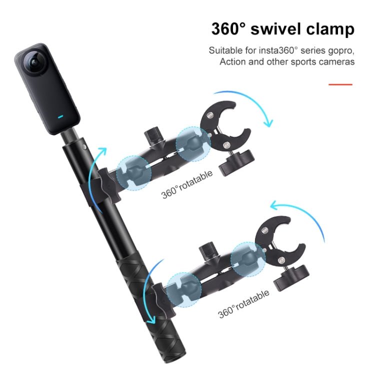 Dual Motorcycle Crab Clamps Handlebar Fixed Mount Selfie Stick, Double Dual - heads Crabs - ORIWHIZBicycle Handlebar MountDJI & Insta360 AccessoriesUniversal Mount & Holder