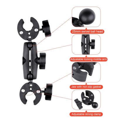 Dual Motorcycle Crab Clamps Handlebar Fixed Mount Selfie Stick, Double Dual - heads Crabs - ORIWHIZBicycle Handlebar MountDJI & Insta360 AccessoriesUniversal Mount & Holder