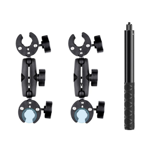 Soporte fijo para manillar de motocicleta con abrazaderas dobles tipo cangrejo, soporte doble para selfies, pinzas dobles tipo cangrejo - ORIWHIZ, soporte para manillar de bicicleta, accesorios para DJI e Insta360, soporte universal.
