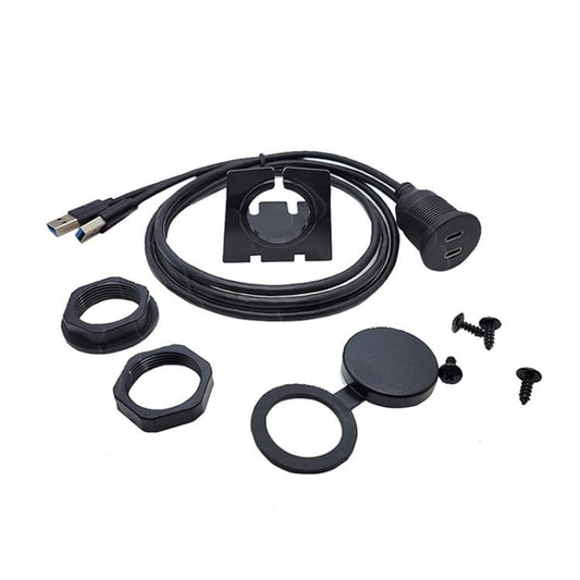 Dual Type - C 3.0 Female To USB A Male Car Waterproof Cable Modified Panel Extension Cord, 1m - ORIWHIZCar Replacement PartsDIY CablesIn Car