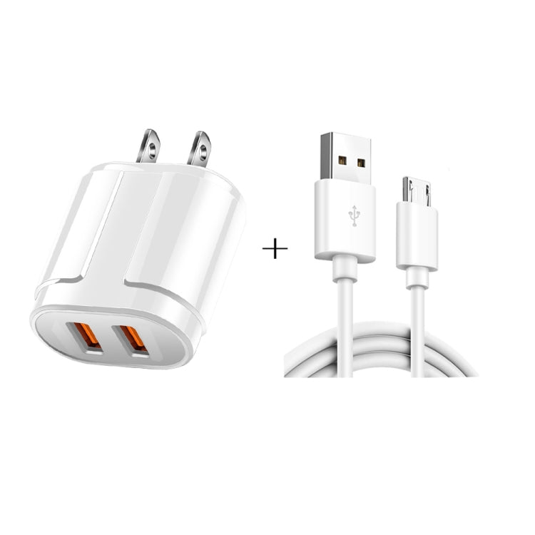 Dual USB Portable Travel Charger + 1 Meter USB to Micro USB Data Cable, US Plug - ORIWHIZ