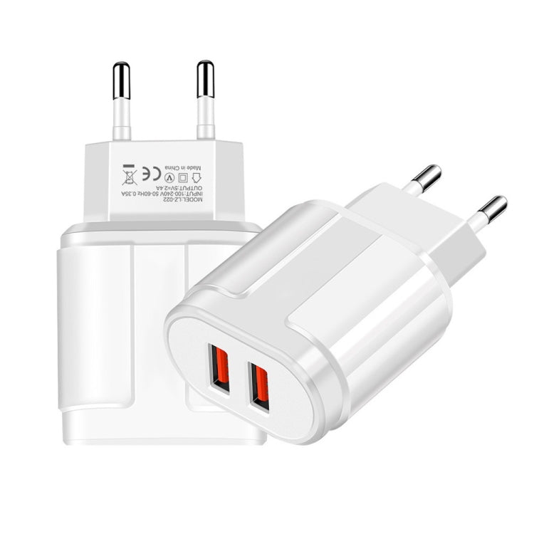 Dual USB Portable Travel Charger + 1 Meter USB to Type - C Data Cable, EU Plug - ORIWHIZ