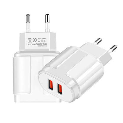 Dual USB Portable Travel Charger + 1 Meter USB to Type - C Data Cable, EU Plug - ORIWHIZ