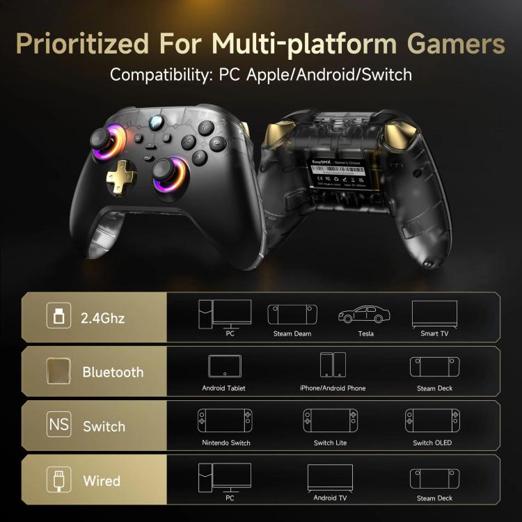 EasySMX D05 Tri - mode Wireless Gaming Controller for PC/Switch/Steam Deck/TV/Phone with Charging Dock - ORIWHIZEasySMXGame AccessoriesGamepads
