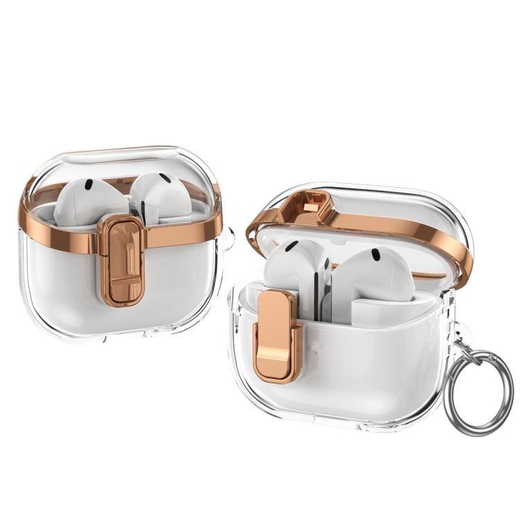 Electroplating Transparent Earphone Protective Case with Security Lock, For Samsung Galaxy Buds3 / 3 Pro - ORIWHIZ