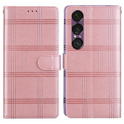 Embossed Checkered Leather Phone Case, For Sony Xperia 1 VII, For Sony Xperia 10 VI, For Sony Xperia 1 VI - ORIWHIZMobile AccessoriesSonySony Cases