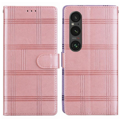 Embossed Checkered Leather Phone Case, For Sony Xperia 1 VII, For Sony Xperia 10 VI, For Sony Xperia 1 VI - ORIWHIZMobile AccessoriesSonySony Cases