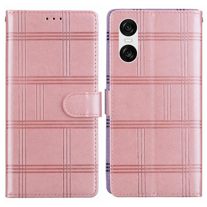 Embossed Checkered Leather Phone Case, For Sony Xperia 1 VII, For Sony Xperia 10 VI, For Sony Xperia 1 VI - ORIWHIZMobile AccessoriesSonySony Cases
