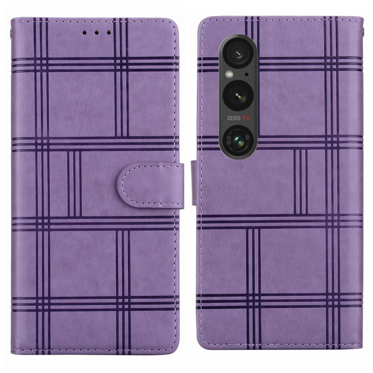 Embossed Checkered Leather Phone Case, For Sony Xperia 1 VII, For Sony Xperia 10 VI, For Sony Xperia 1 VI - ORIWHIZMobile AccessoriesSonySony Cases